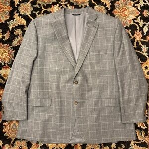 Ralph Lauren Gray Windowpane Plaid Wool and Silk Men's Blazer 50R